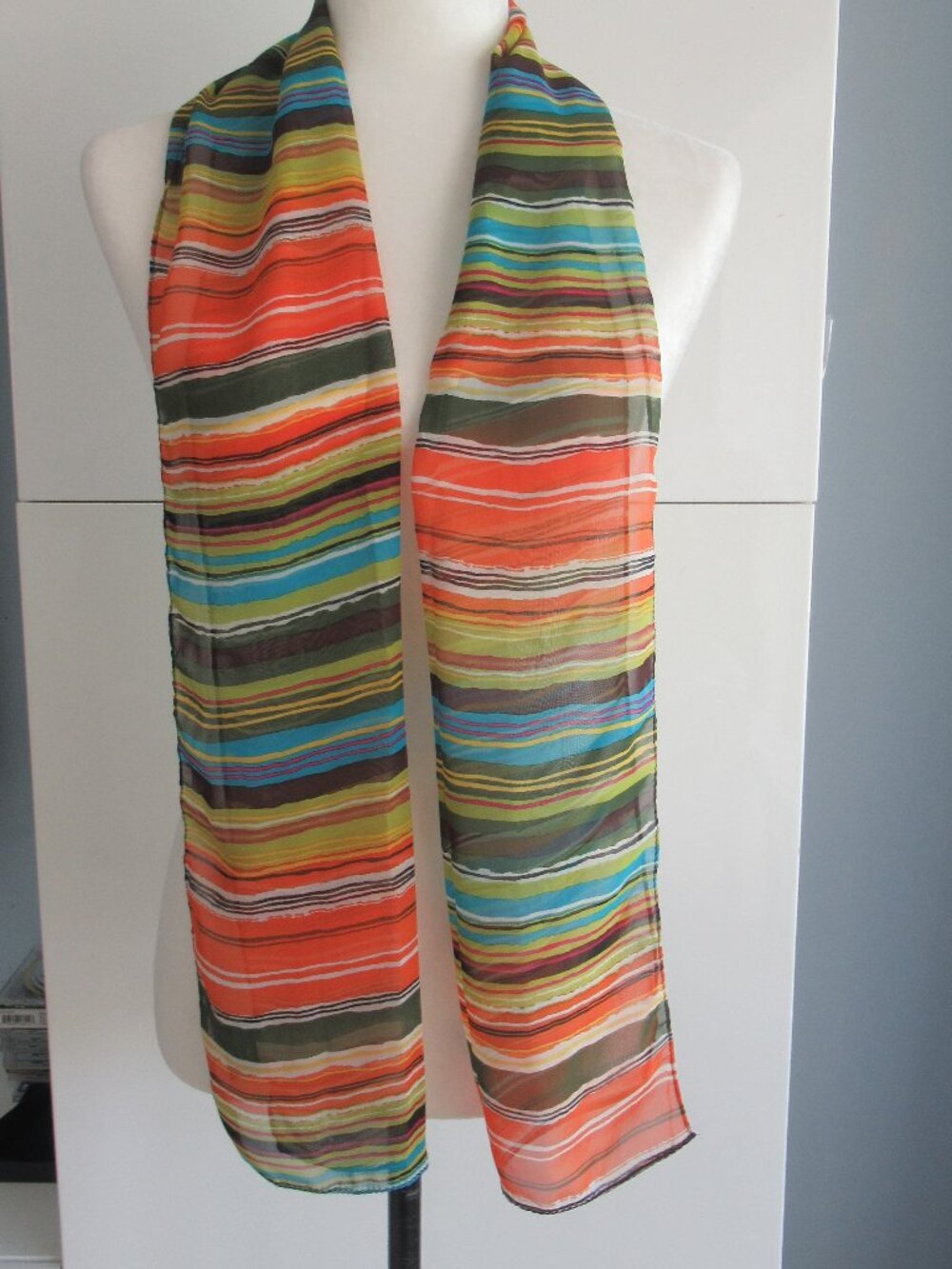 CEJON Striped Rectangular Scarf 11" x 63" Multicolor, Extra Long